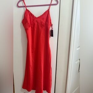 Japna Vibrant Red Satin dress Valentine’s Day